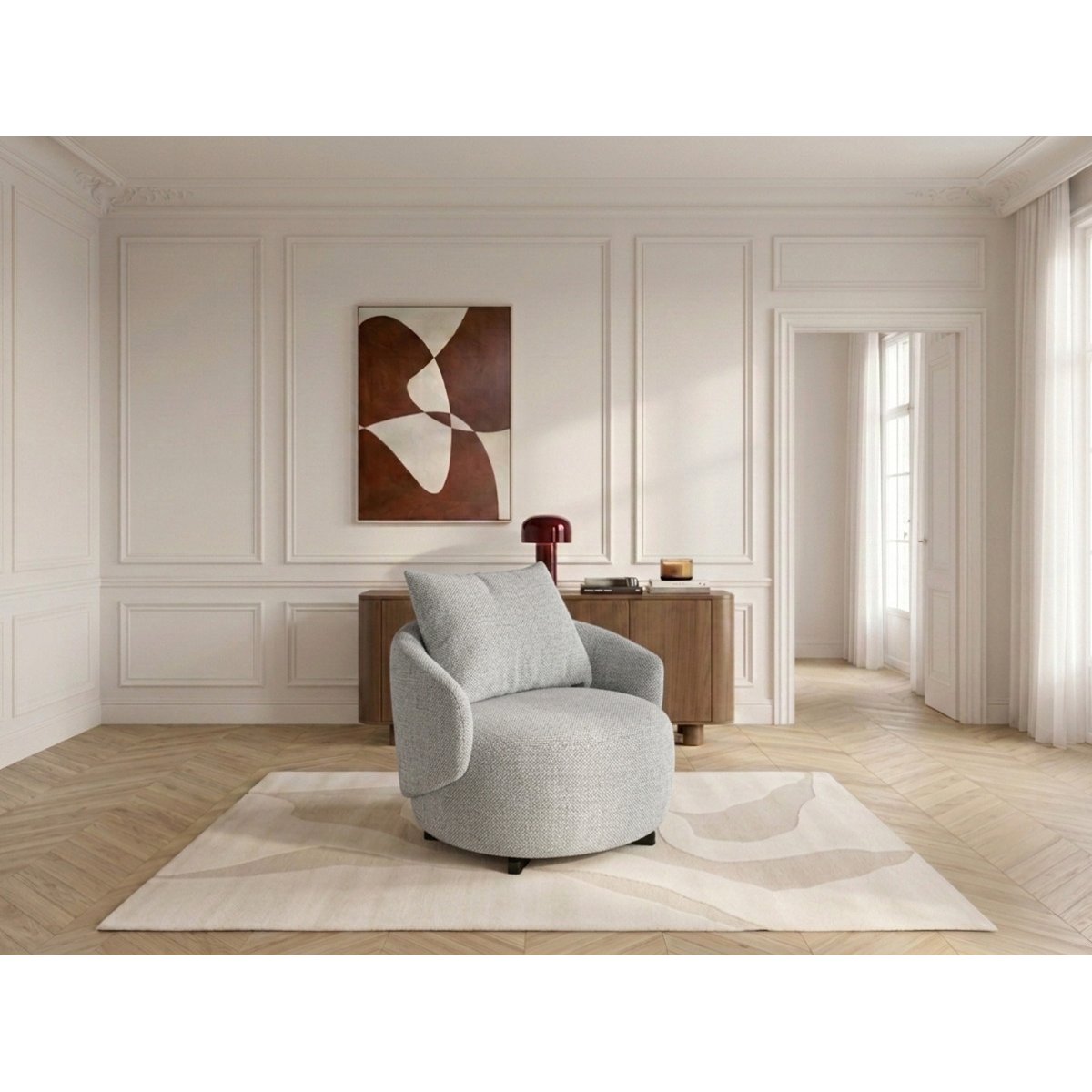 Fauteuil tissu chiné, LEXIE gris, BOBOCHIC