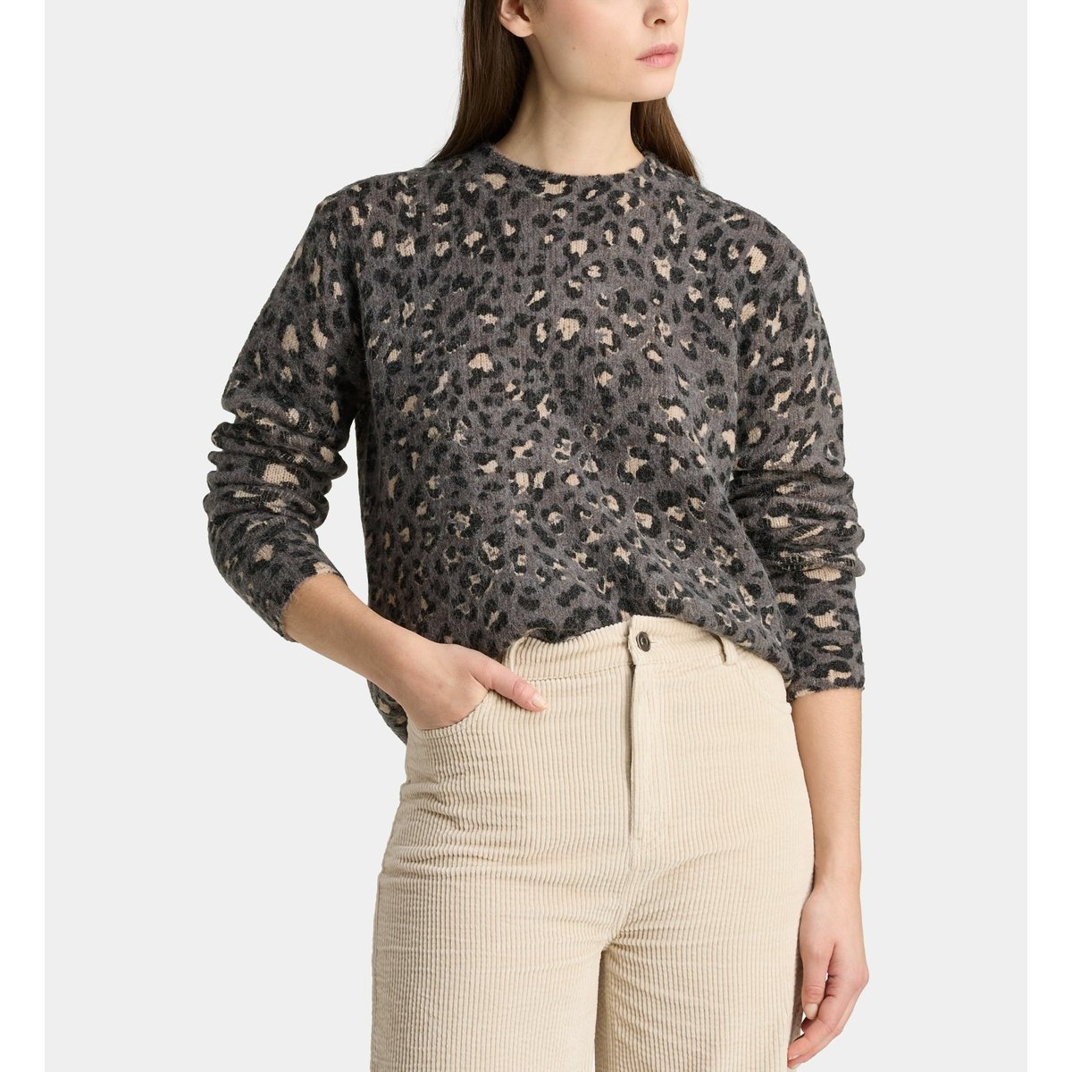 Pull droit rivage léopard noir, GALERIES LAFAYETTE