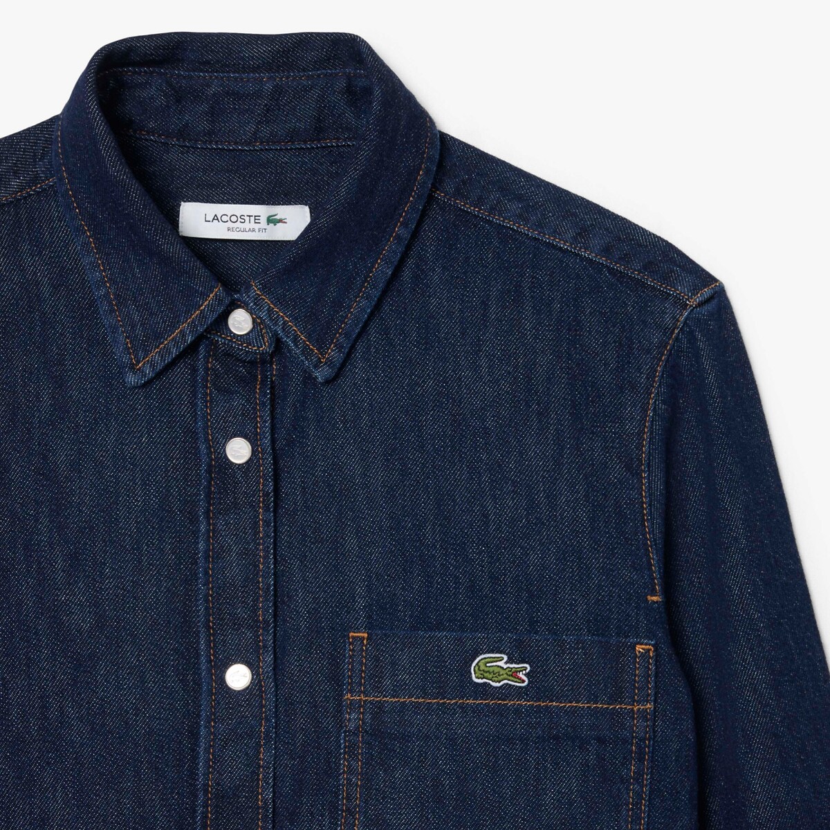 Chemise denim léger regular fit bleu-rne, LACOSTE