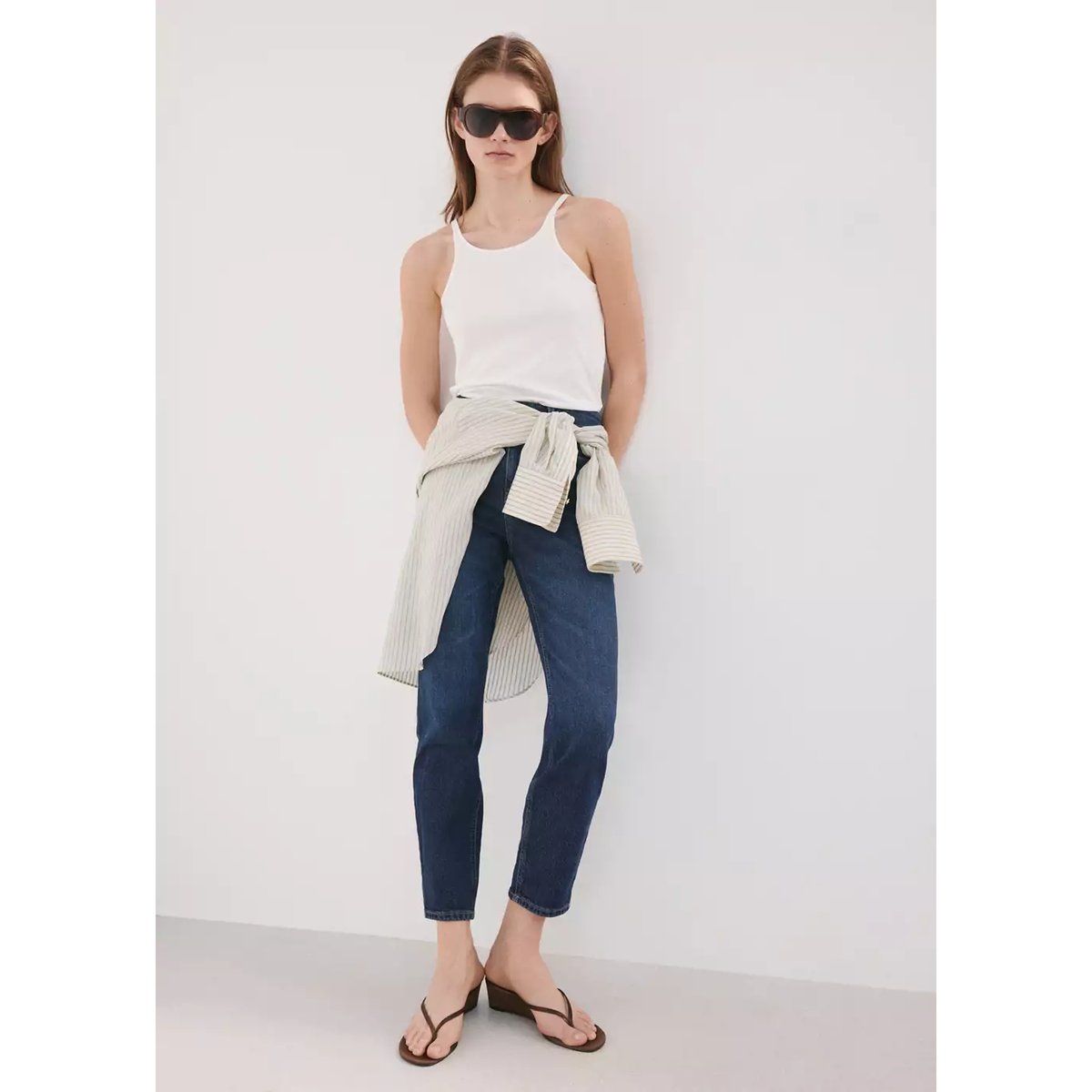 Jean Newmom confort taille haute bleu foncé, MANGO