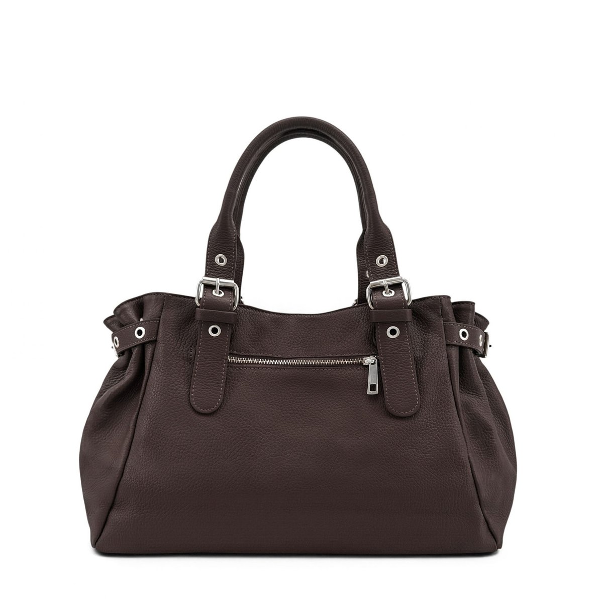 Sac bowling en cuir grainé URBAN PRINCESS SILVER chocolat, OH MY BAG