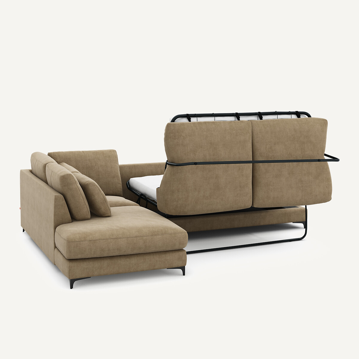 Angle gauche convertible, en velours stonewashed, Marsile gris shiitaké, AM.PM
