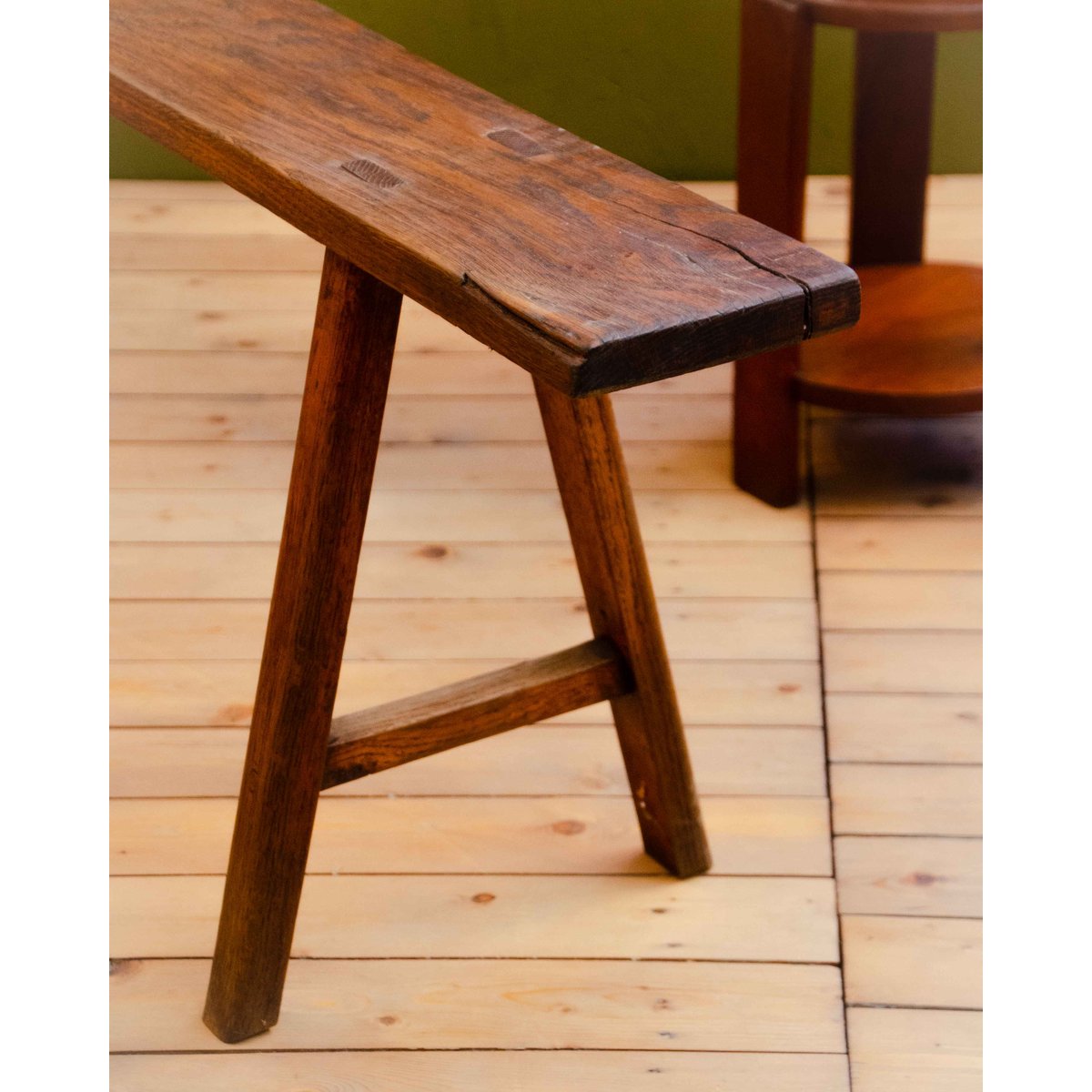 Banc en chêne massif Antoine N°512 - Bon état bois foncé, DEBONGOUT