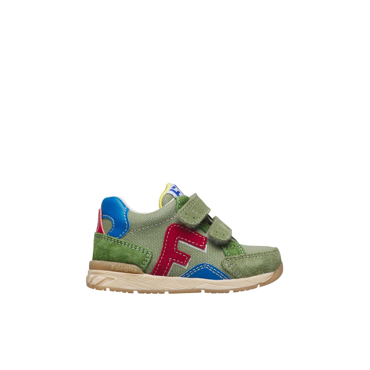 Sneakers en cuir et tissu NAERIS VL. vert-bleu, FALCOTTO