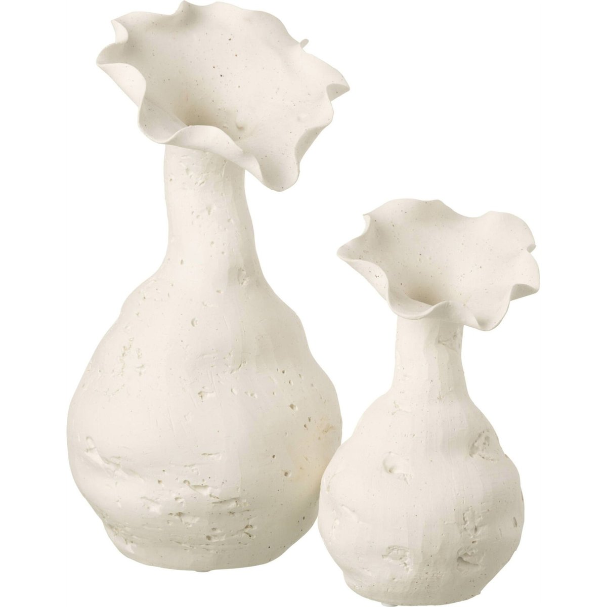 Vase en céramique forme fleur ondulée blanc, RECOLLECTION