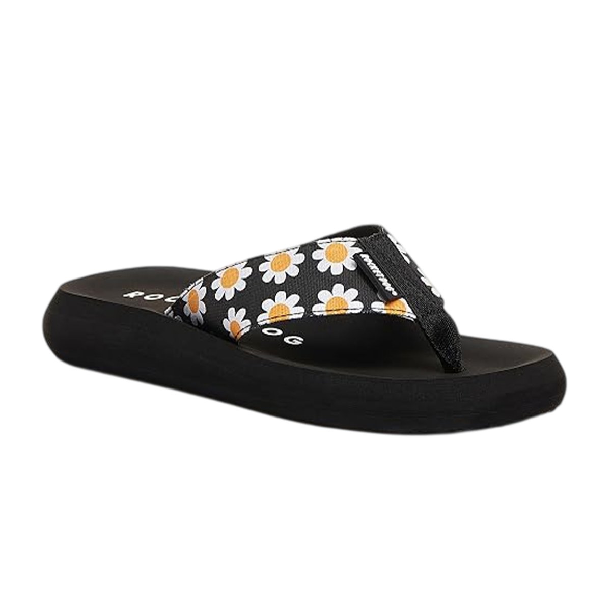 Tongs motif/style marguerite ADIOS noir, ROCKET DOG