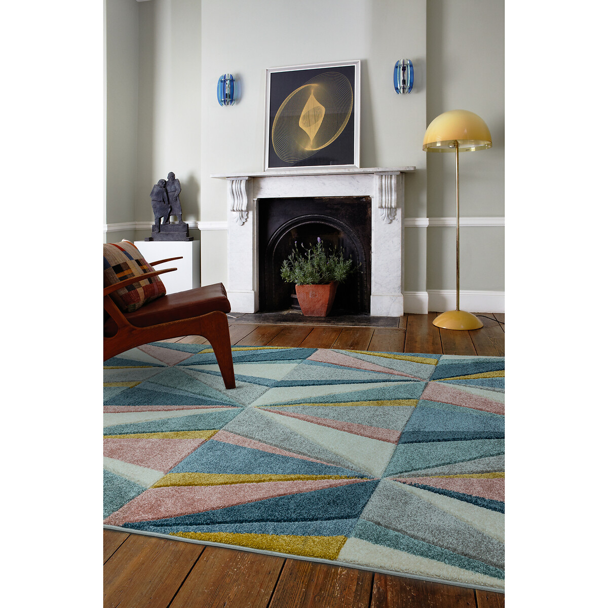Diamond Pattern Hand Carved Rug multi-coloured, SO'HOME