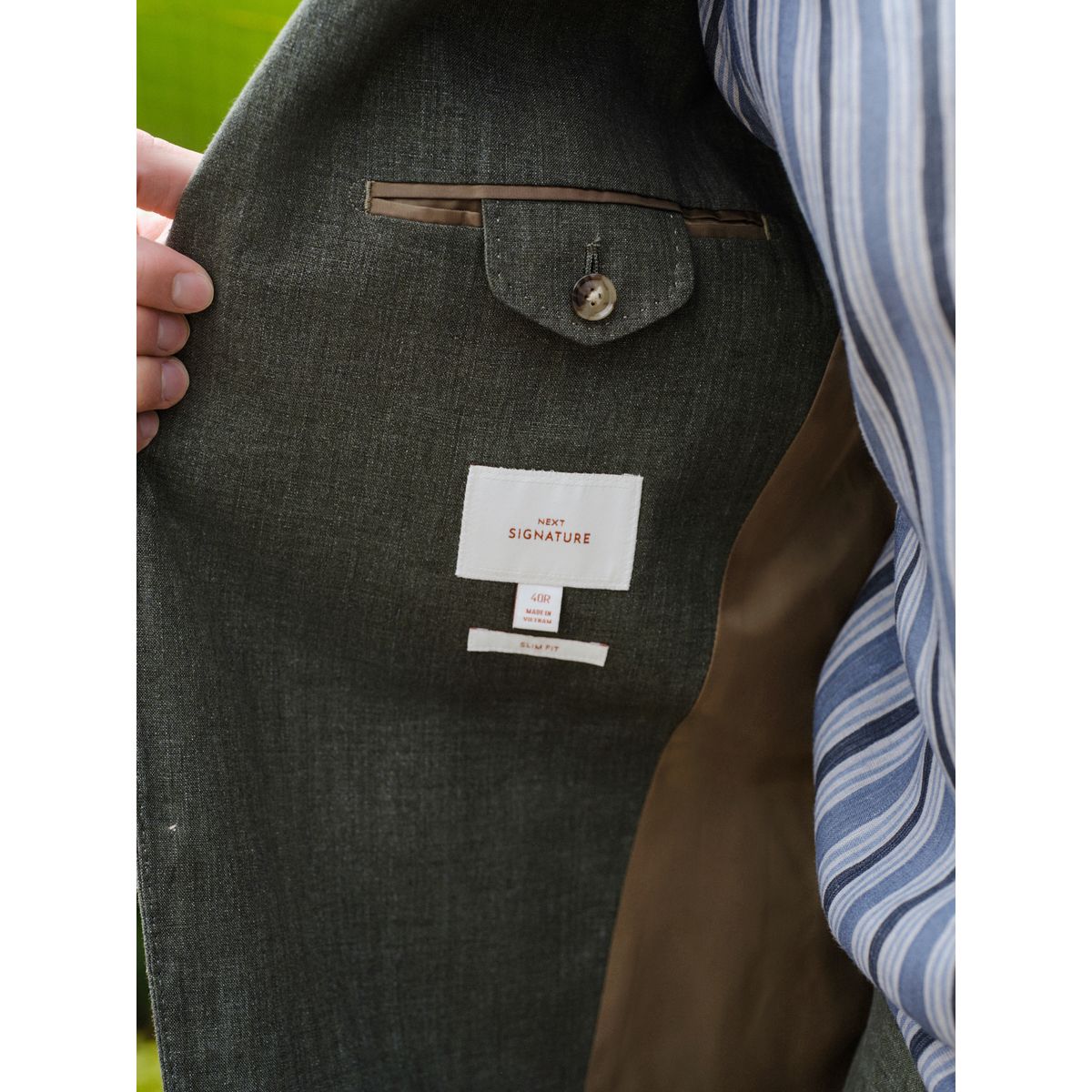 Veste de costume slim en lin italien signature vert, NEXT