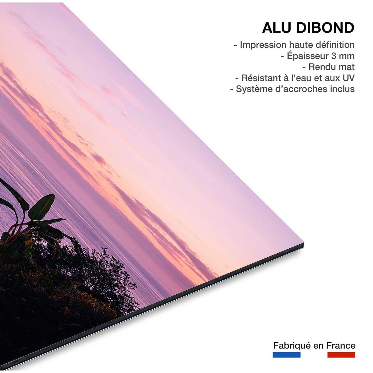 Tableau coucher de soleil sur la mer tableau alu dibond, HEXOA