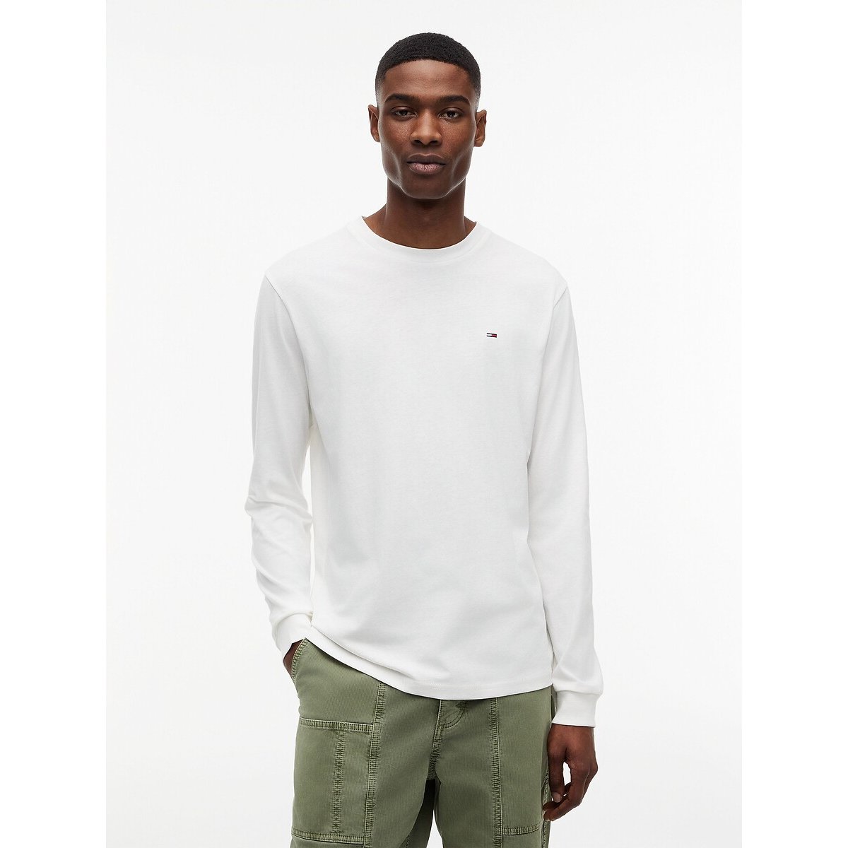 Pack of 2 Long Sleeve Slim Fit T-Shirts ecru + blue, TOMMY JEANS