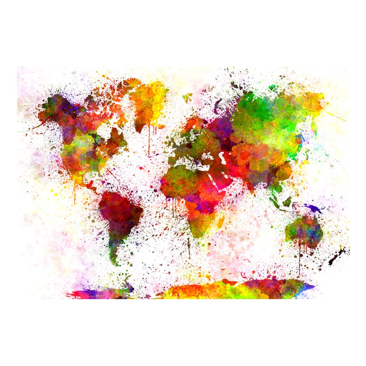 Papier peint intissé panoramique Carte du monde Dyed World multicouleur, EDEN