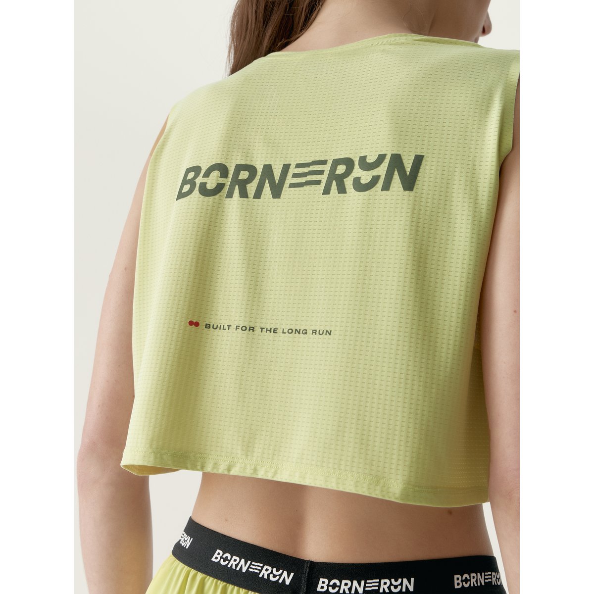 T-shirt de sport femme Nyx Sans manches détails réfléchissants jaune citron, BORN