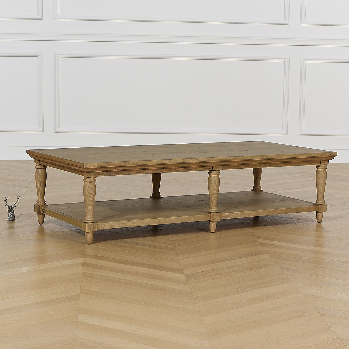 Longue table basse style shabby chic en chêne EDINBURGH marron, ROBIN DES BOIS