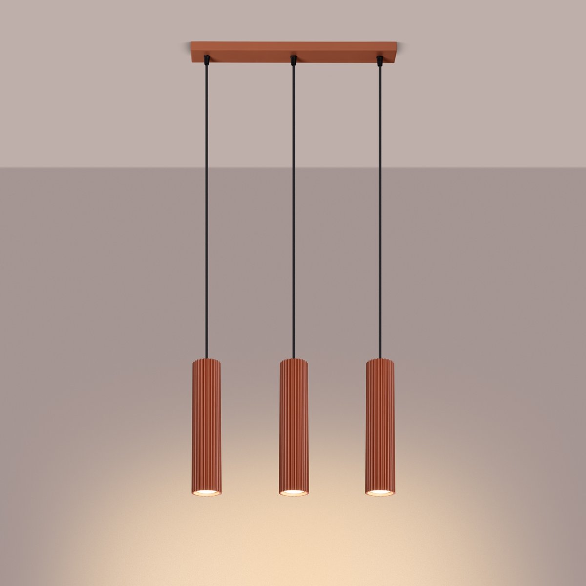 Suspension Aluminium Ocre Rouge GU10 3 Karbon Line rouge, EDEN
