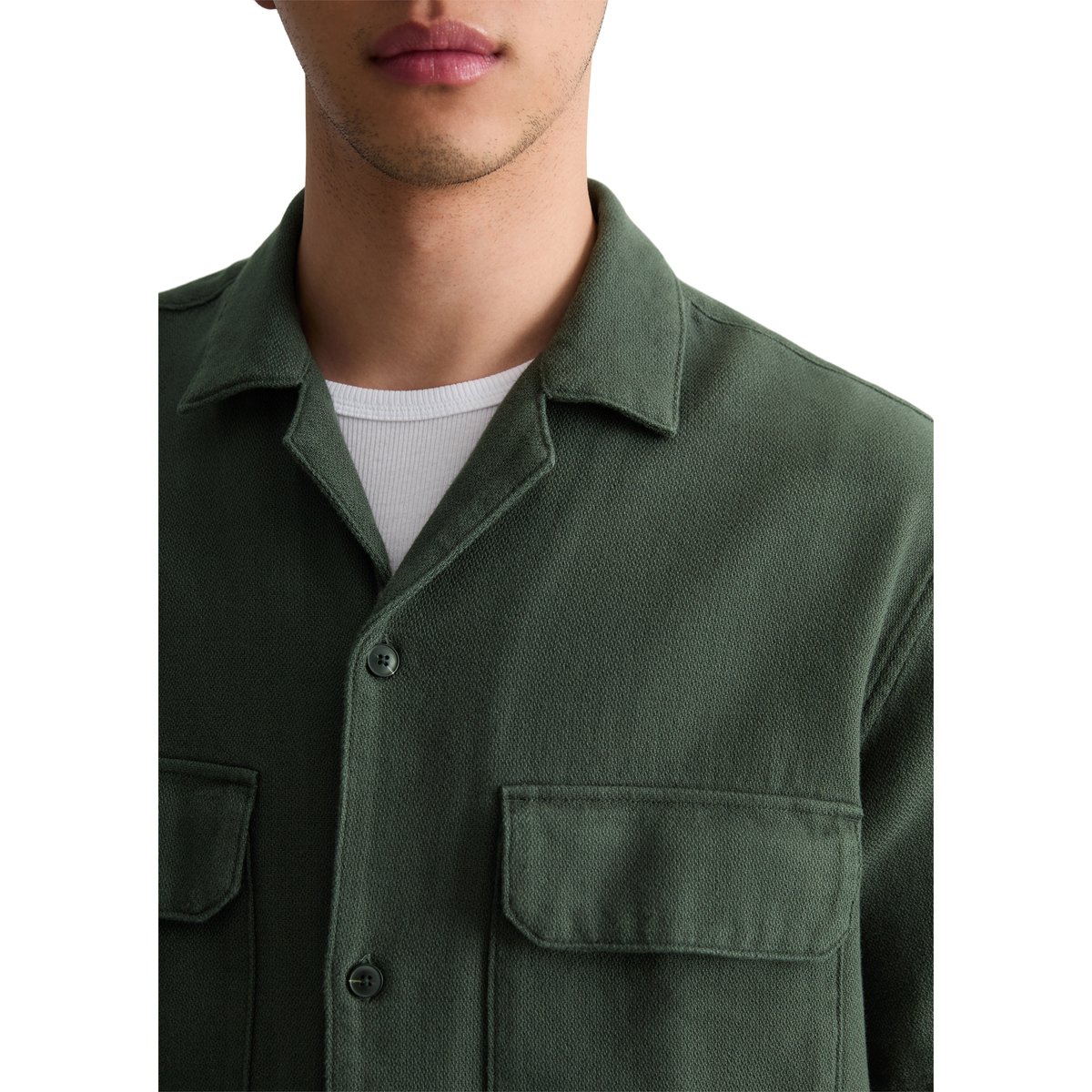 Chemise à manches courtes regular avec une structure fine vert foncé, MARC O’POLO DENIM