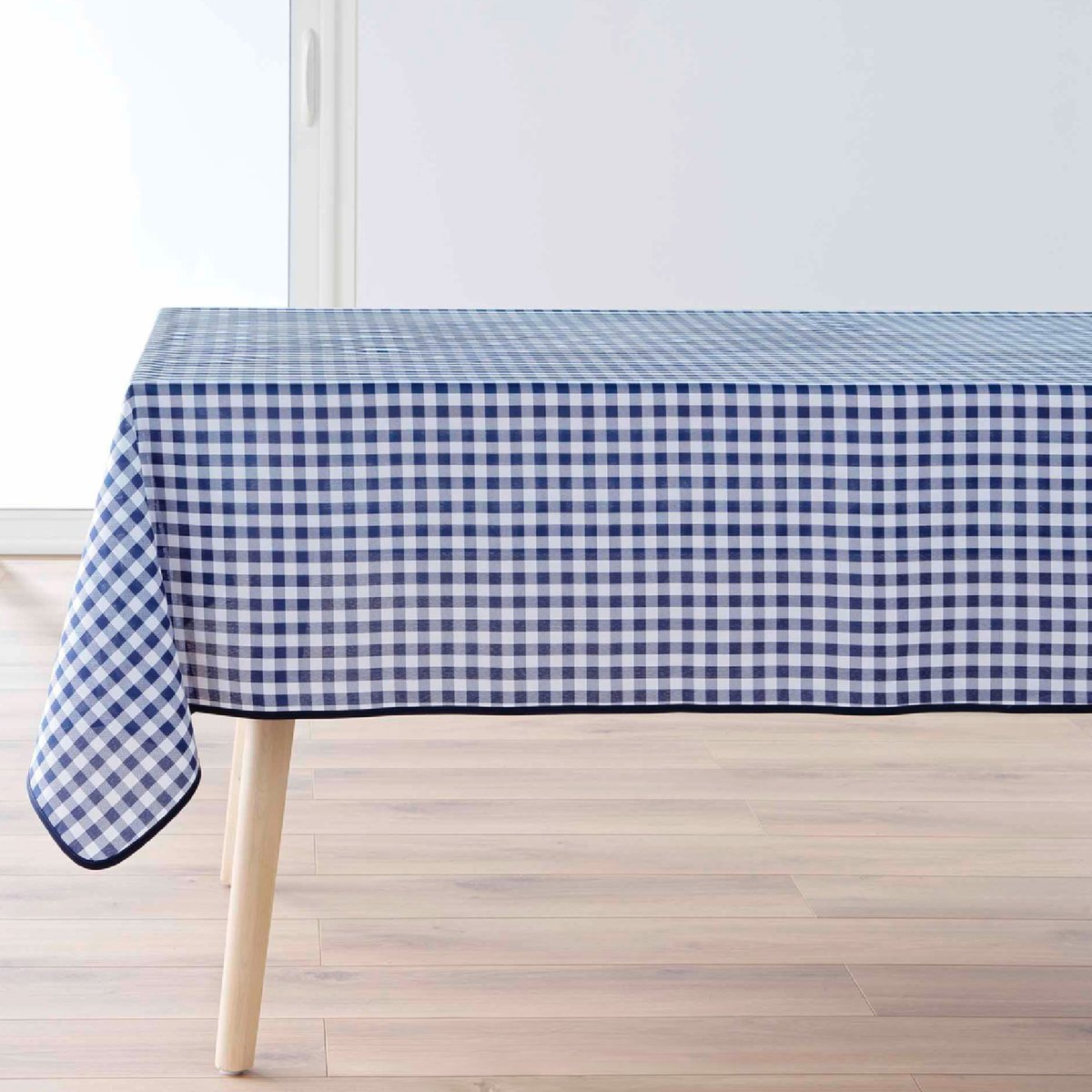 Nappe Rectangle Infroissable Vichy Bleu Antitache bleu, DOUCEUR D'INTÉRIEUR