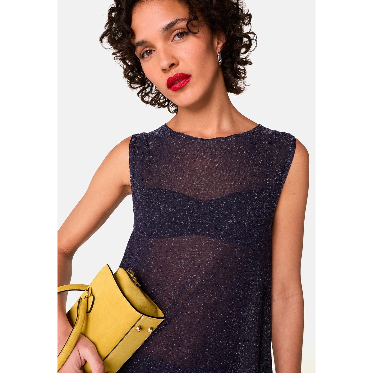 Top en maille fil textile bleu marine, RODIER