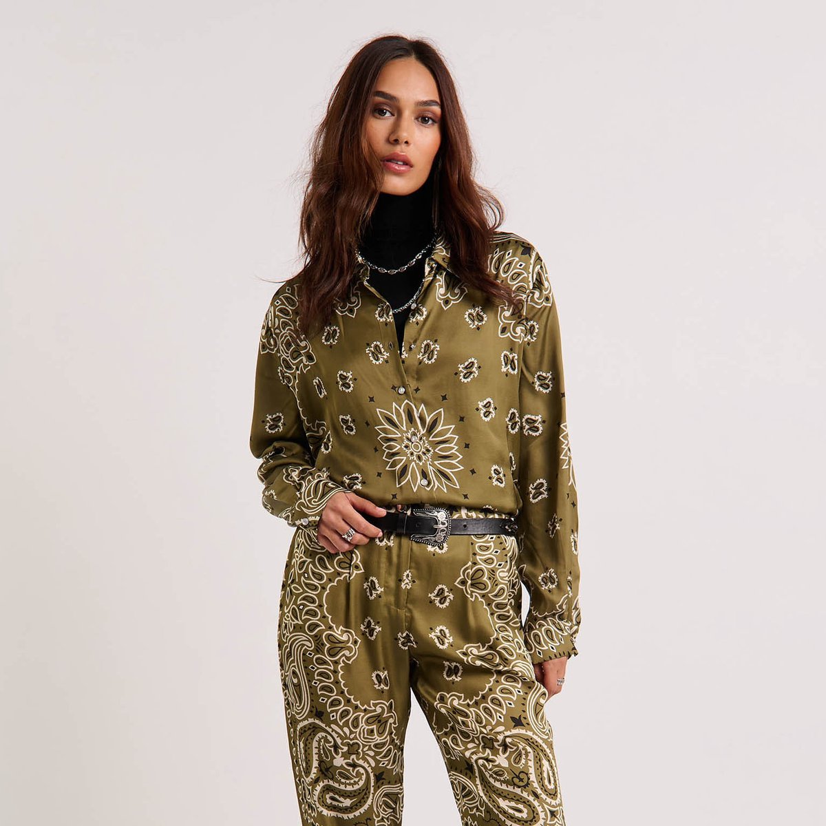 Chemise à motif bandana FAYRUZ kaki, WILD