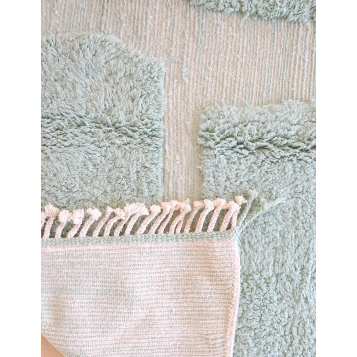 Tapis berbère graphique tissage en relief en laine 207 x 289 cm bleu naturel, AFK LIVING