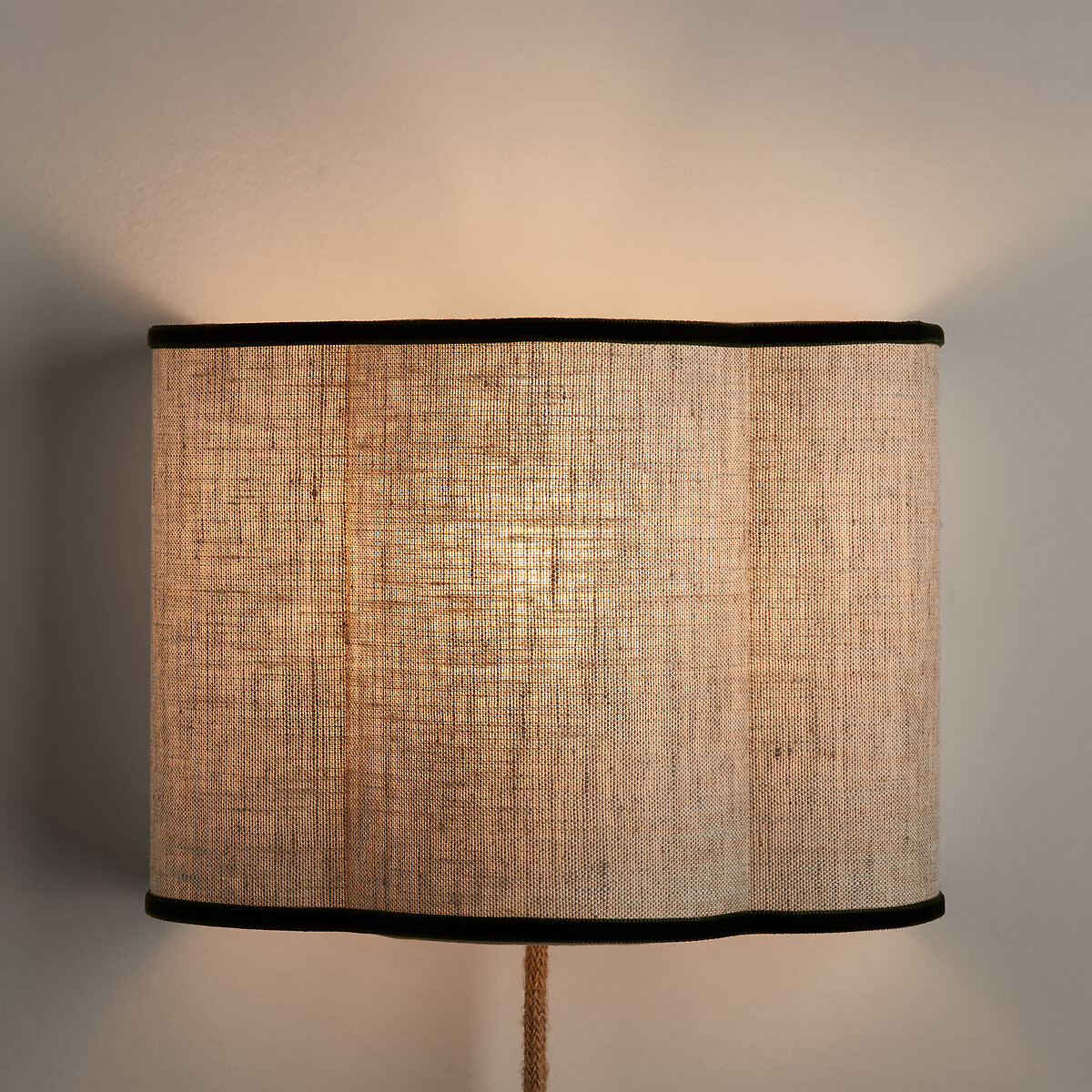 Thade Linen/Velvet Wall Light natural linen/green, LA REDOUTE INTERIEURS