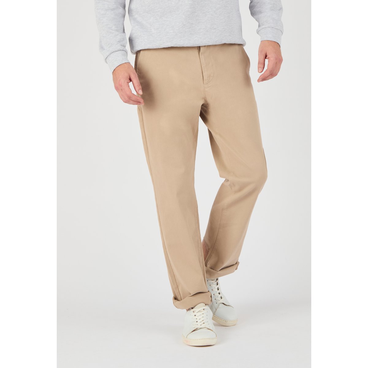 Pantalon chino coton stretch marron beige, DAMART