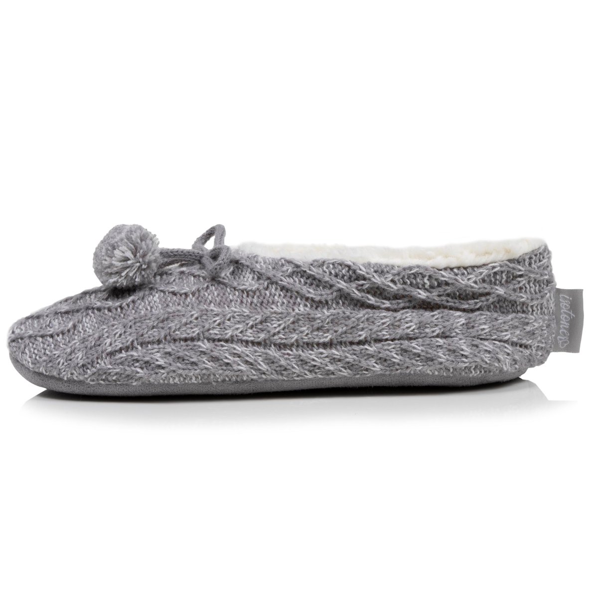 Chaussettes d'intérieur maille torsadée, picots antidérapants gris, ISOTONER