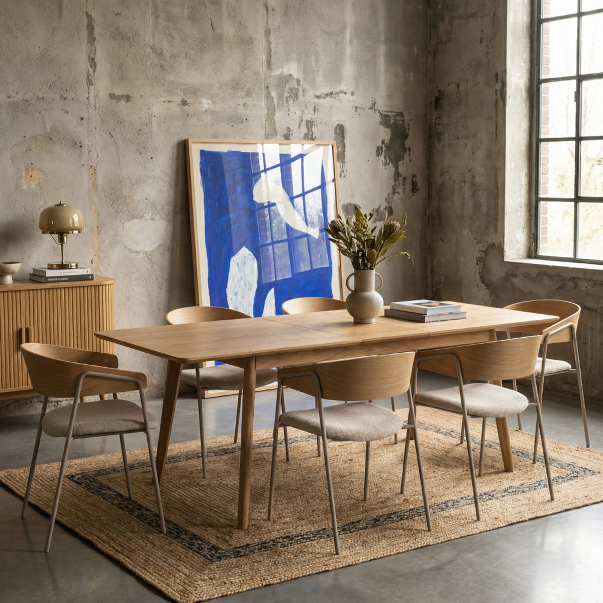 Lot de 2 fauteuils de table en tissu, bois et métal- OPNA beige, DRAWER