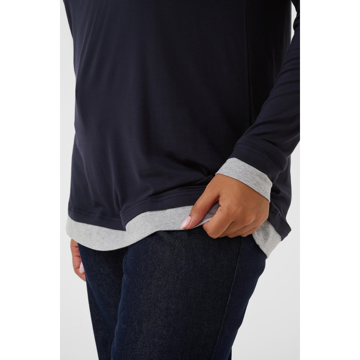 T-shirt à manches longues bleu salute, KAFFE CURVE