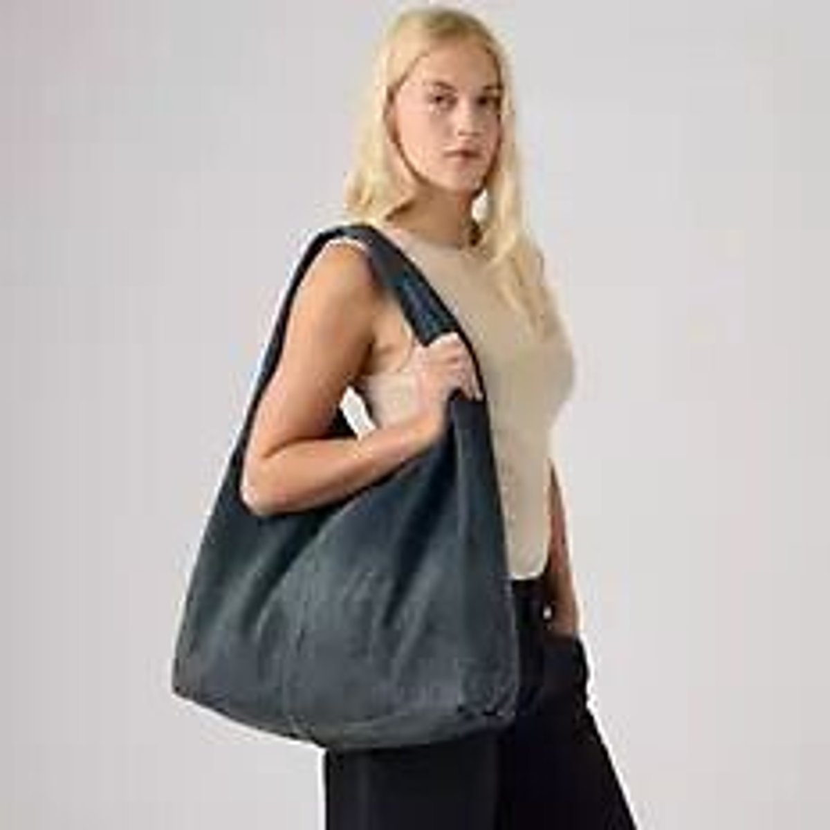 Emerson Sherpa-Effect Shoulder Bag denim blue, LEVI'S