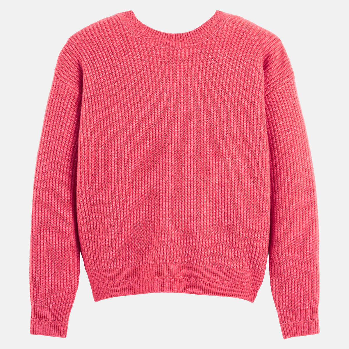 Omkeerbare trui met ronde hals en V-hals roze, LA REDOUTE COLLECTIONS