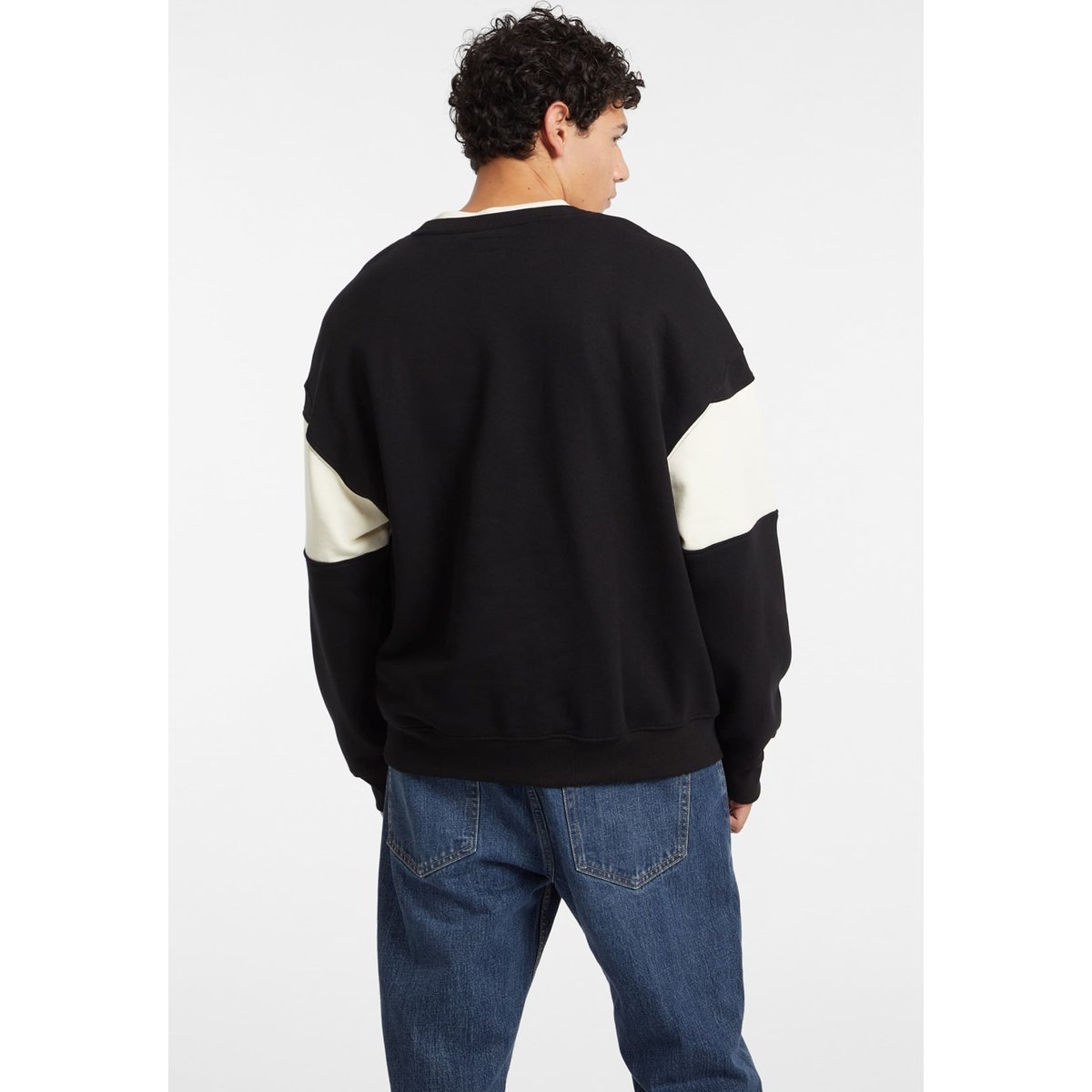 Sweat-Shirt Ras-Du-Cou Rayure Horizontale noir, GUESS