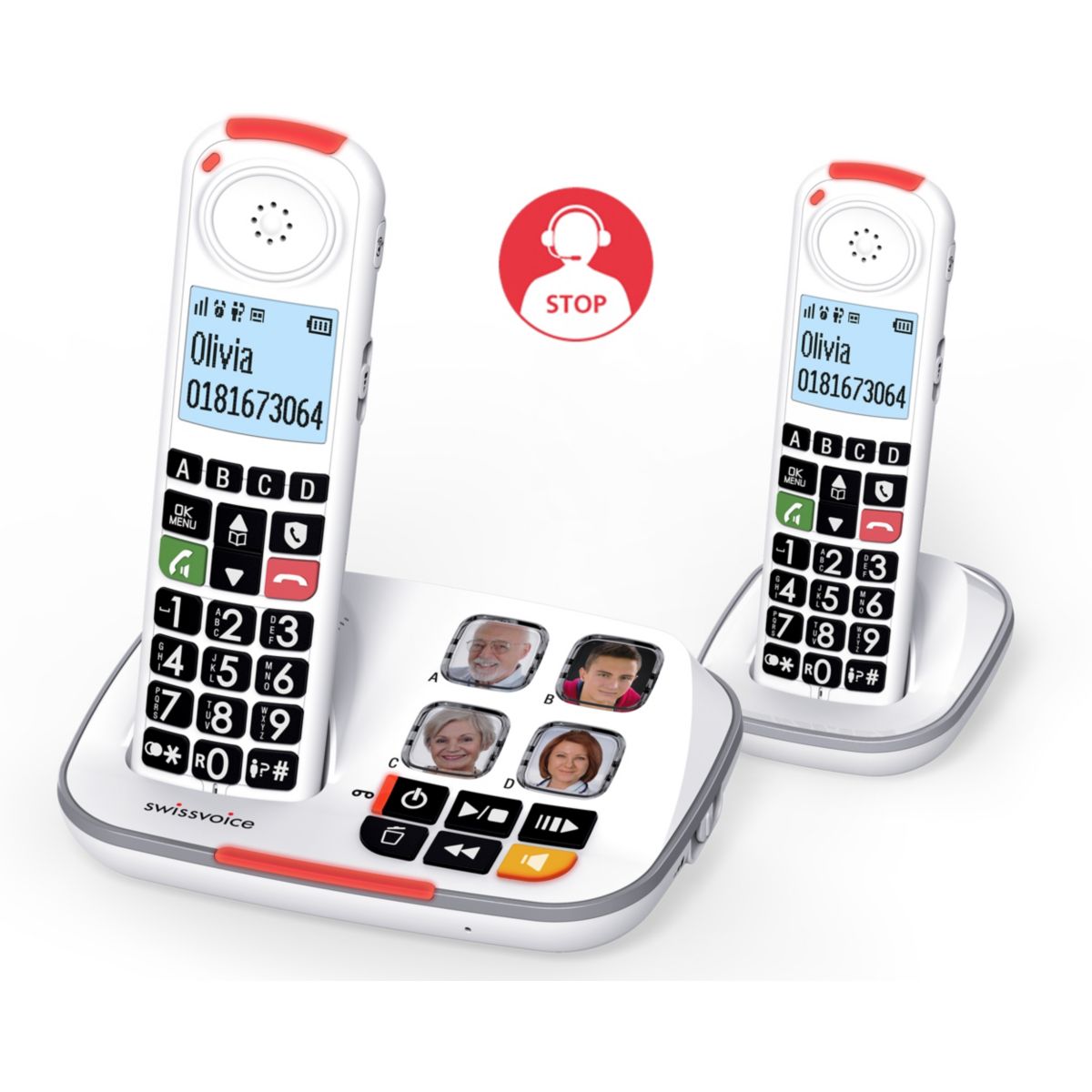 Téléphone sans fil XTRA 2355 Voice Duo blanc, SWISSVOICE
