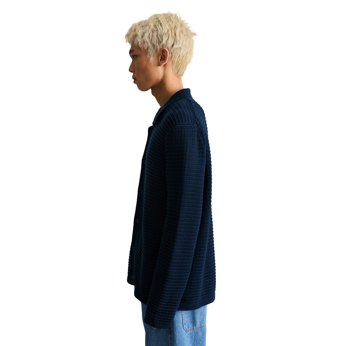Cardigan DfC loose avec une structure marquée bleu foncé, MARC O’POLO DENIM