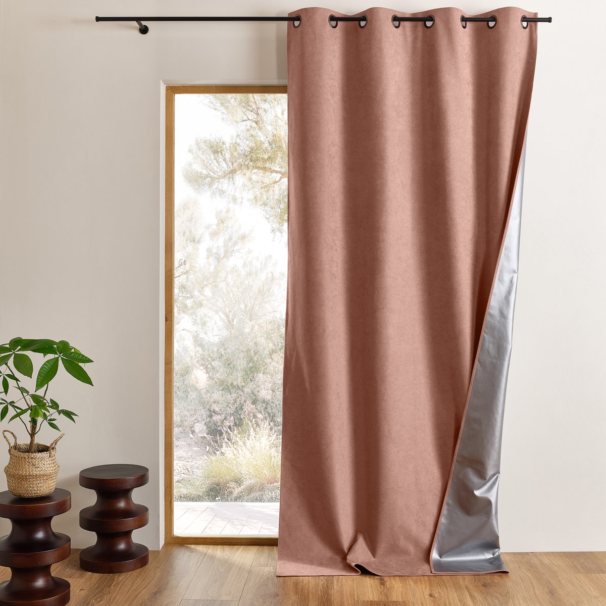 Rideau été occultant thermique anti chaleur KLIMA - QABANE rose, HOME MAISON
