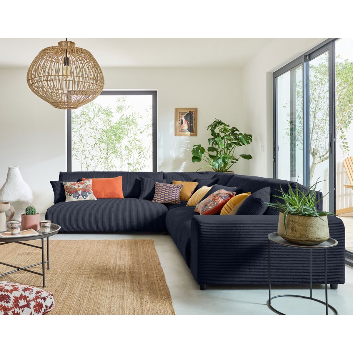 Canapé d'Angle gauche 6 places - GARANCE bleu nuit, BEST MOBILIER