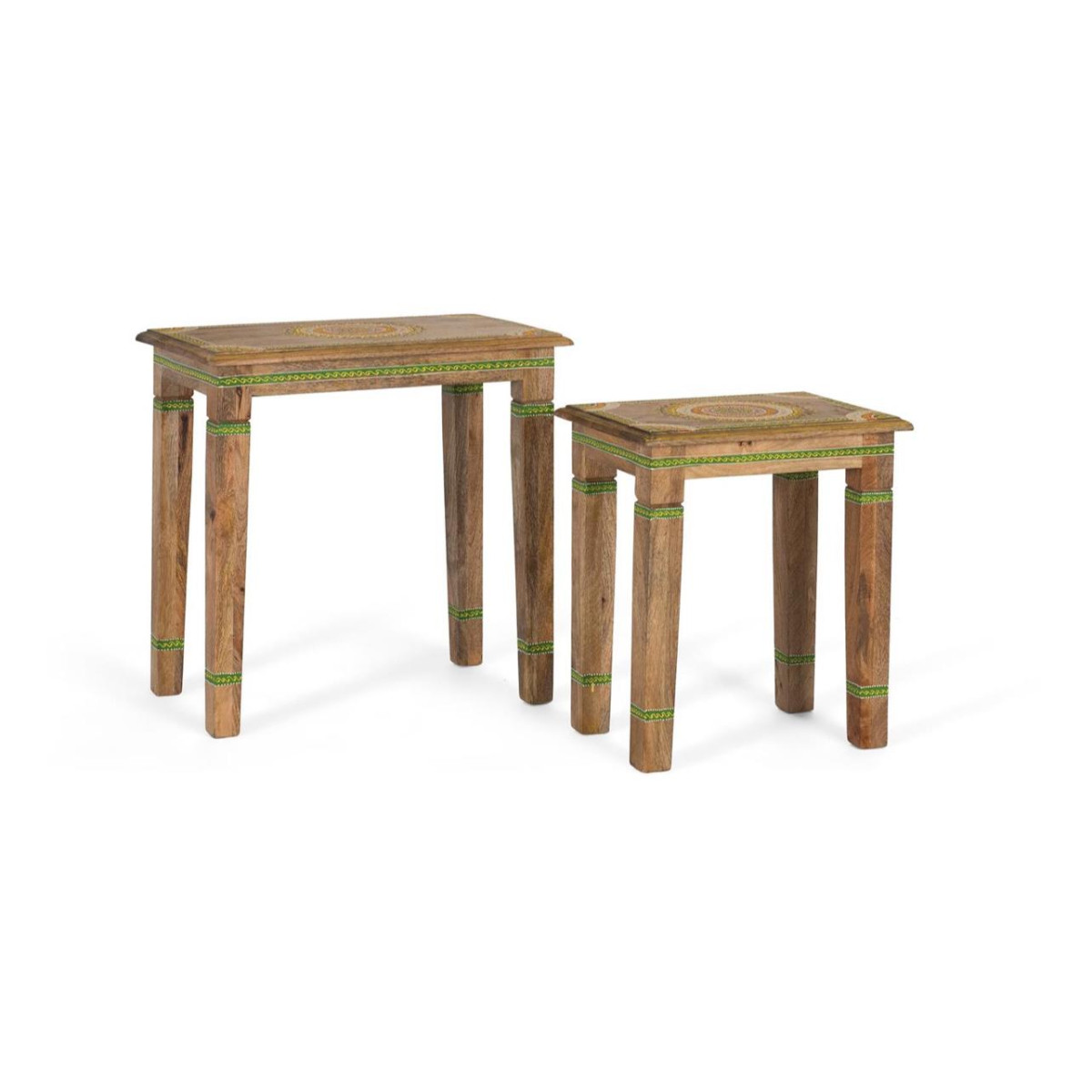 Lot de 2 tables basses Bois Marron - DANAÉ marron, DECORATION D’AUTREFOIS