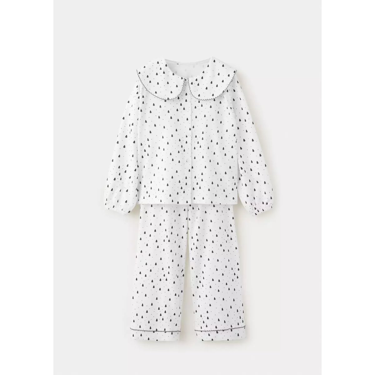Pyjama complet en coton avec petits arbres blanc cassé, MANGO BABY