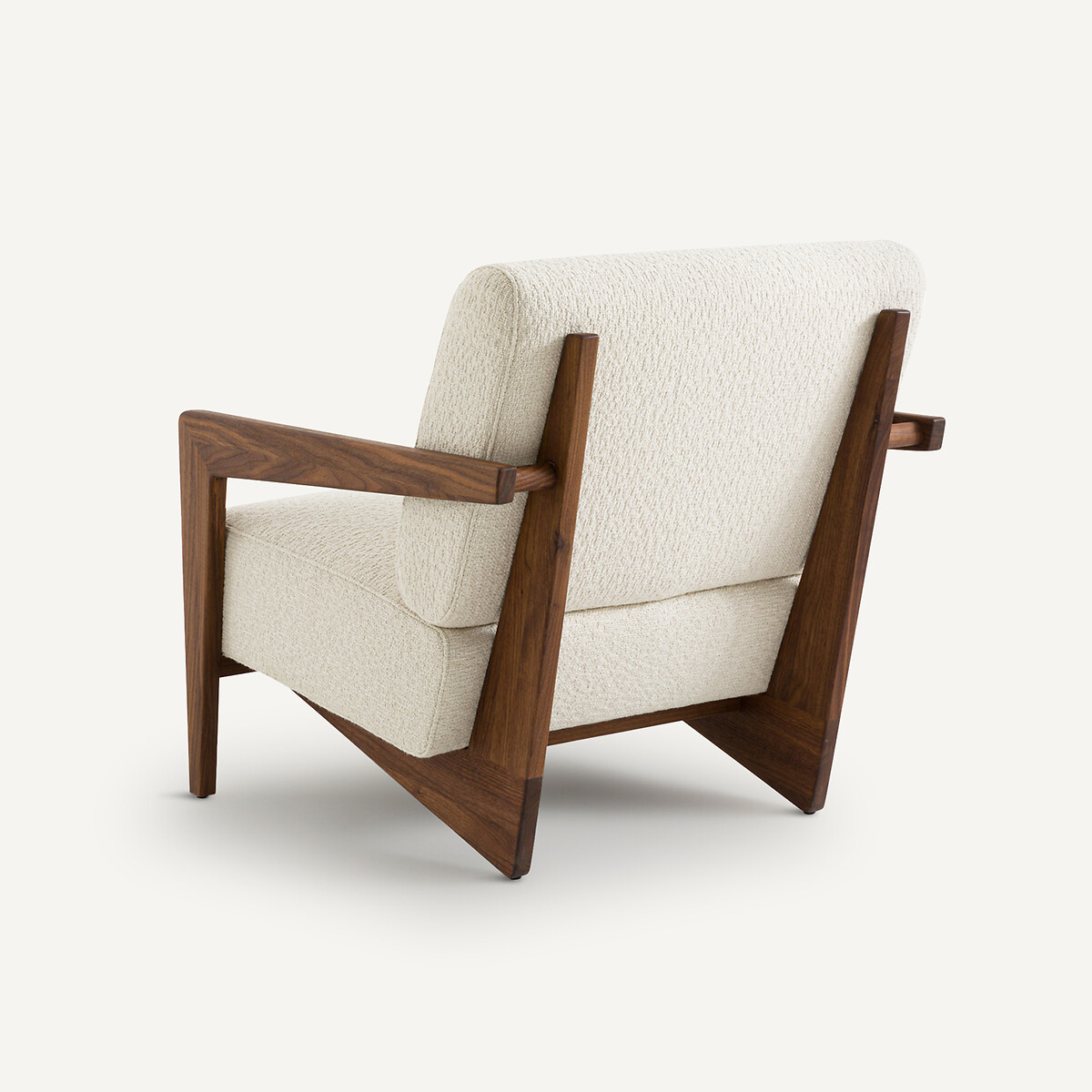 Fauteuil noyer massif et bouclette, Izag ecru, AM.PM