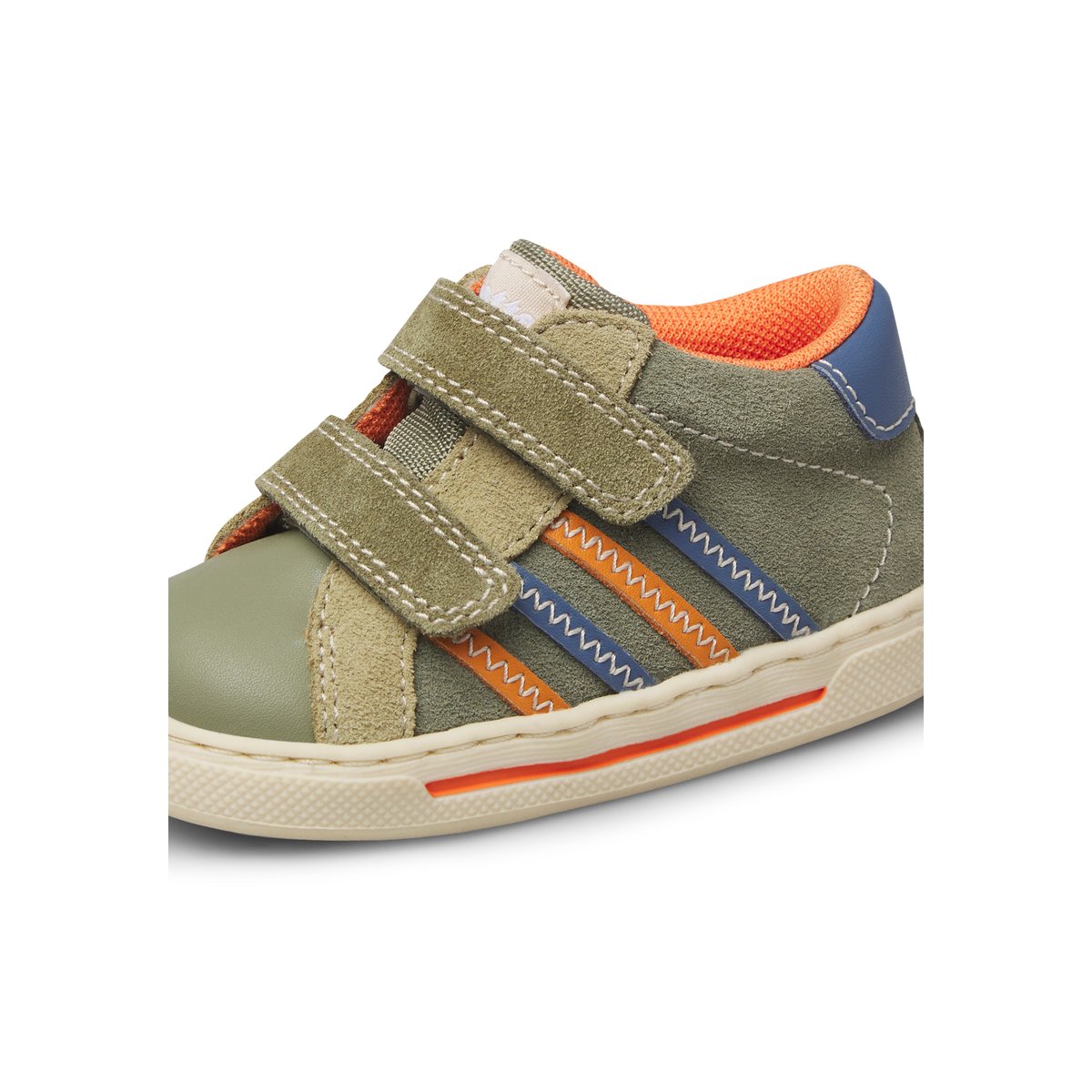 Baskets en cuir et suède TRUBY VL. vert-orange, FALCOTTO