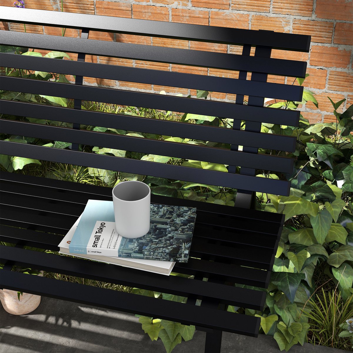 Banc de jardin Aluminium Noir noir, OUTSUNNY
