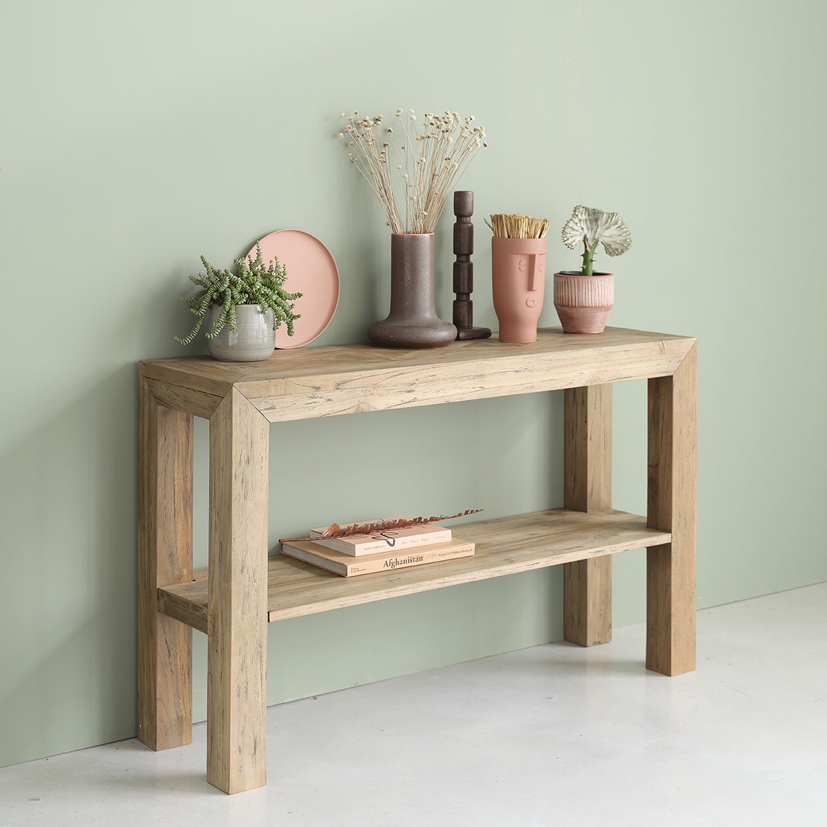 Console en bois de teck recyclé 120 cm CARGO naturel, BERAH GETAH