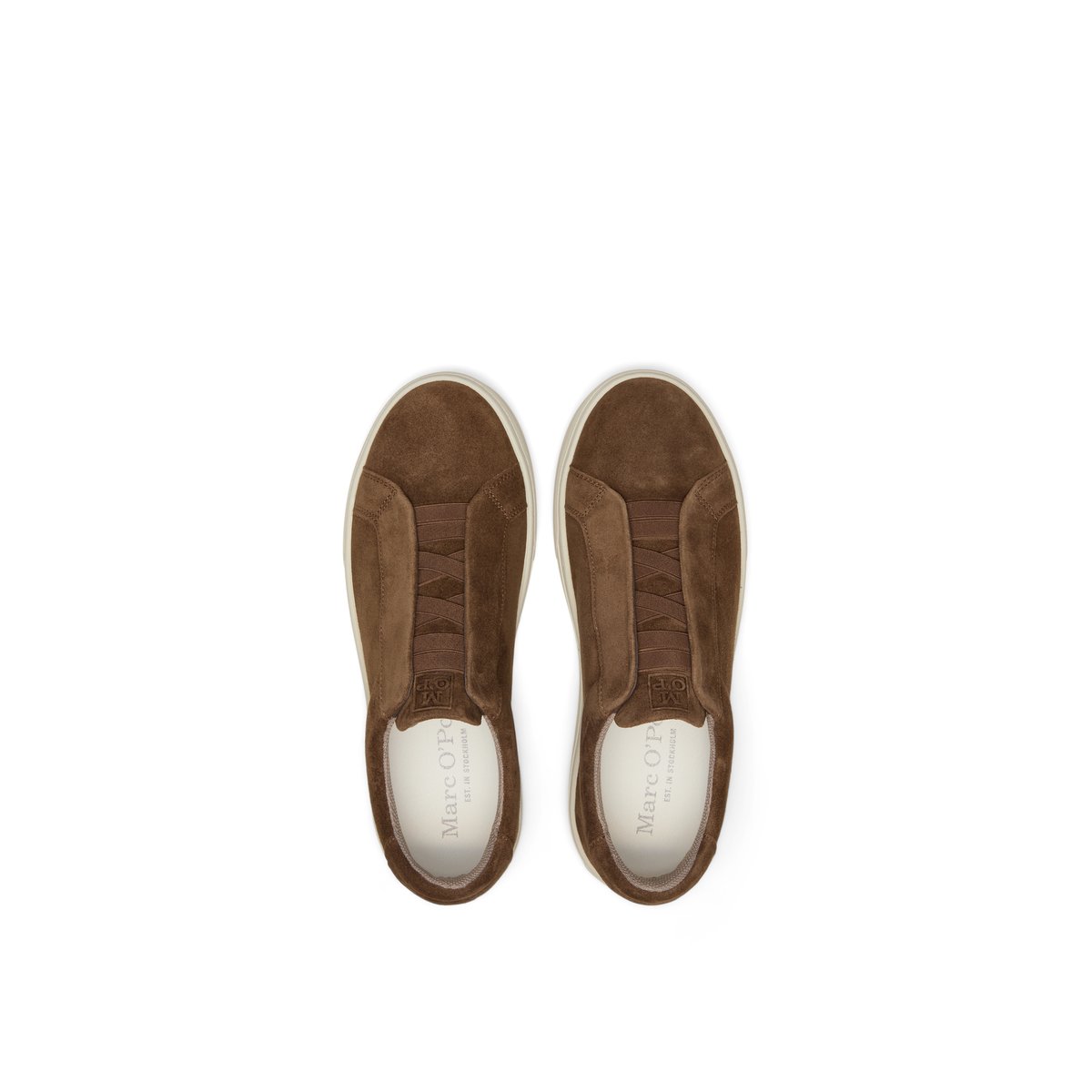 Baskets à semelles Cupsohlen, modèle Agar en cuir velours huilé marron, MARC O'POLO