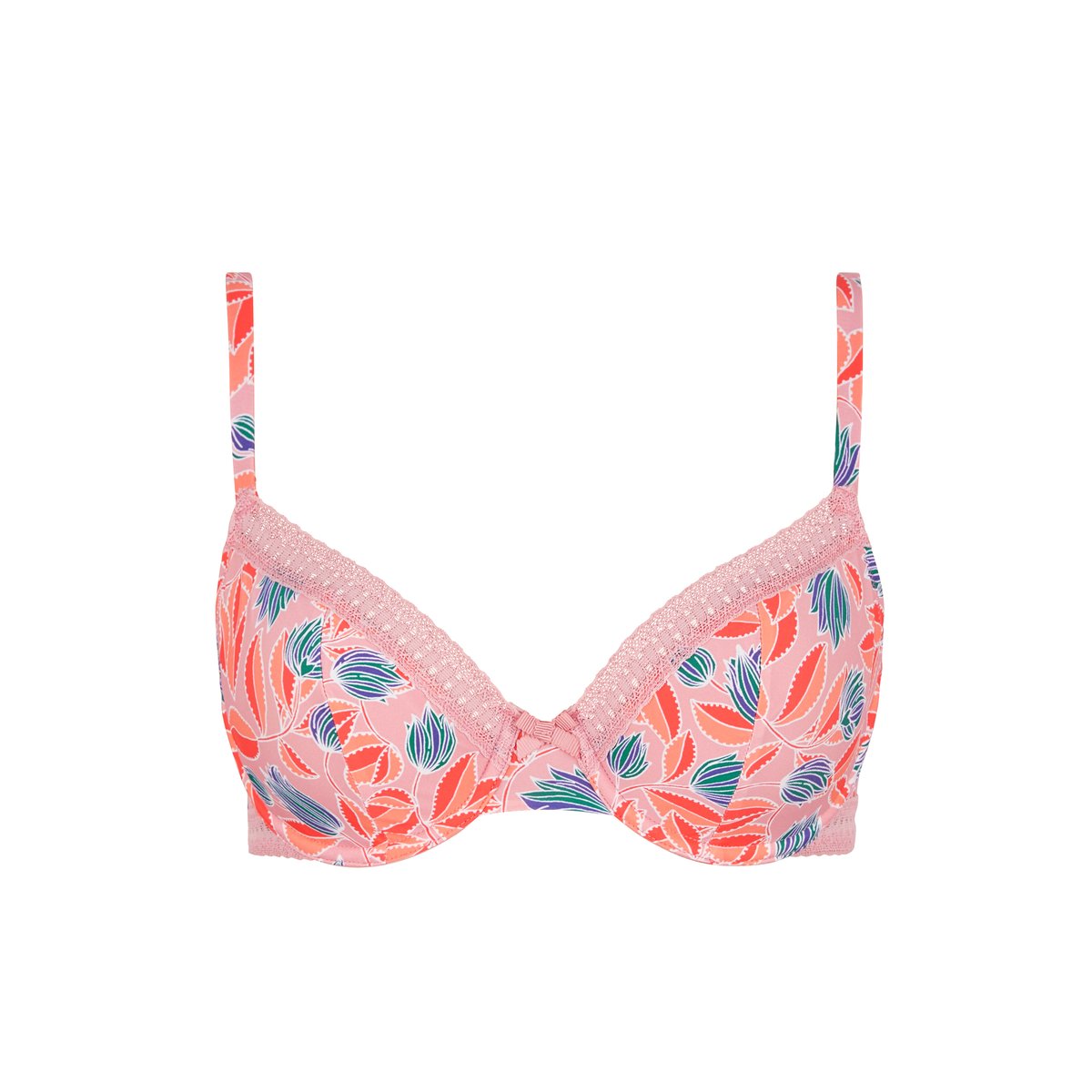 Soutien-gorge JOHANNE tulipes fond rose, BILLET DOUX
