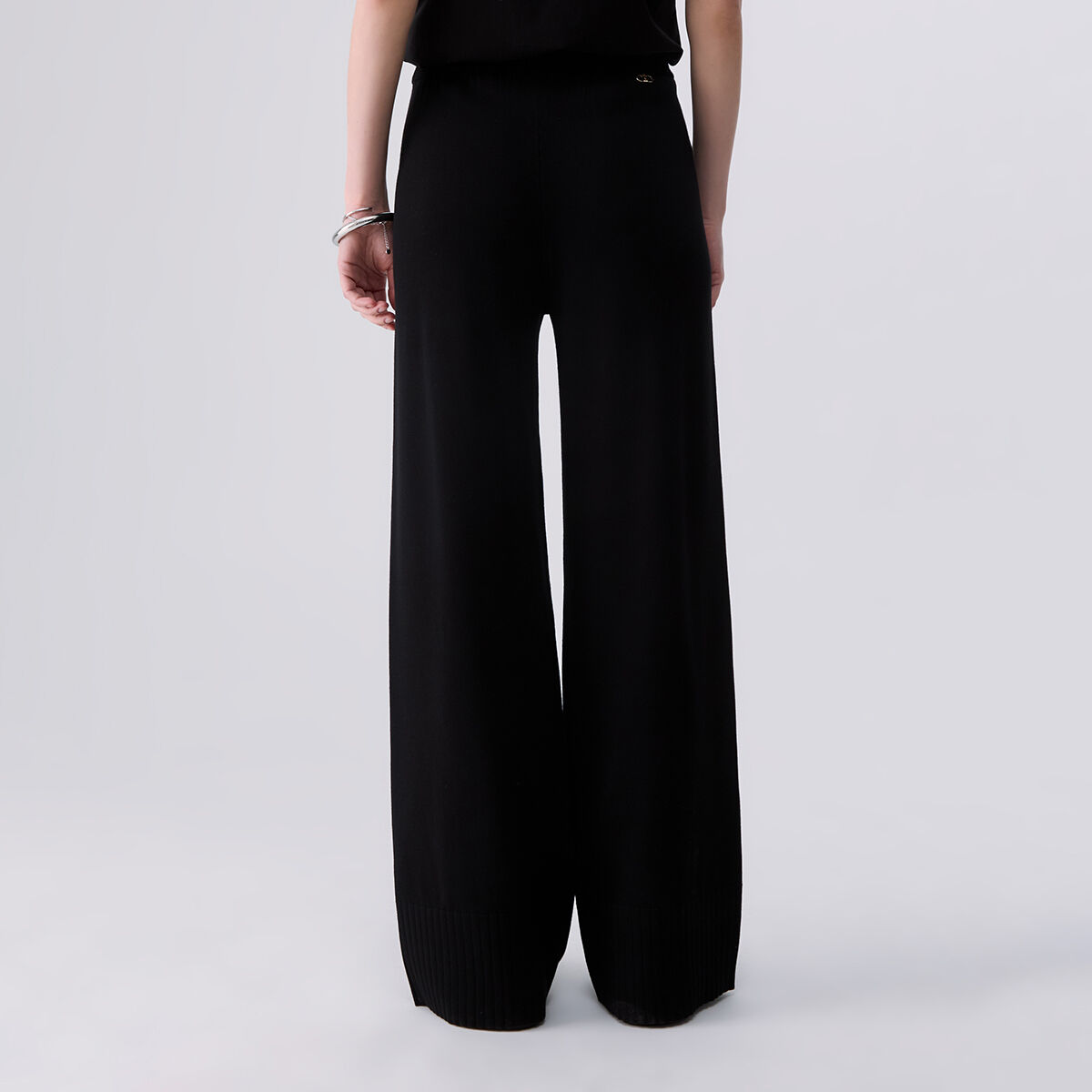 Pantalon en maille avec cordons noir, LIU JO