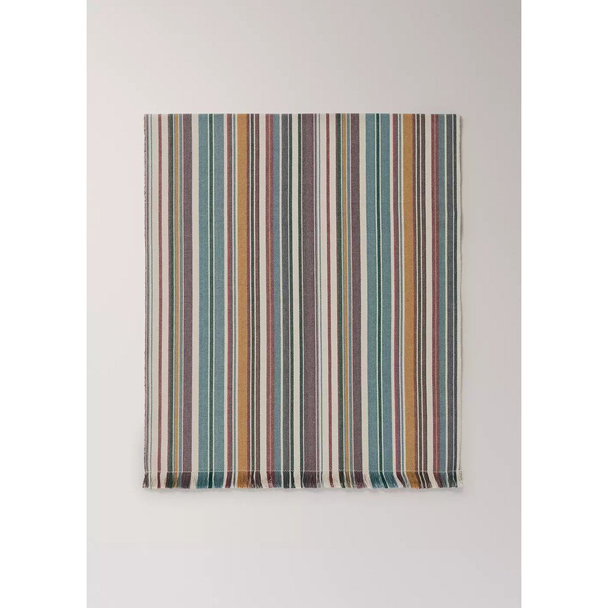 Chemin de table coton rayures franges bleu pétrole, MANGO HOME