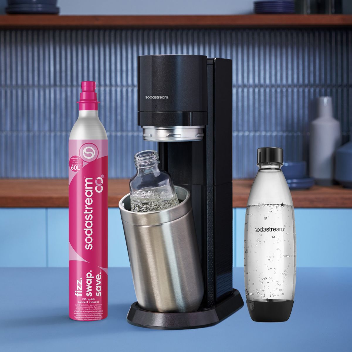 Machine à Soda Duo avec bouteilles et carafes DUON noir, SODASTREAM