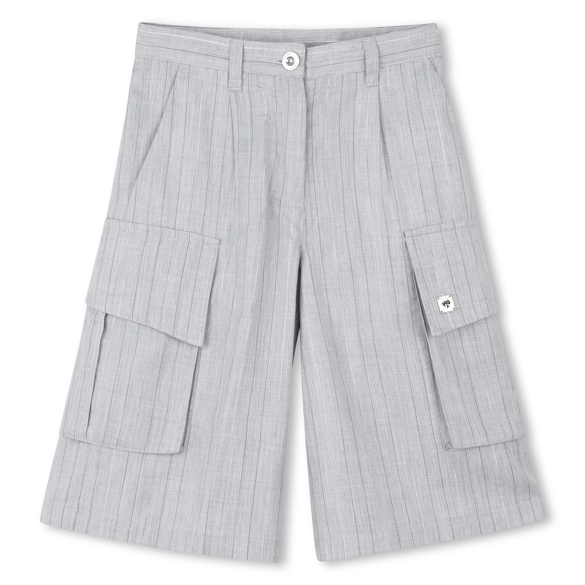 Short long à rayures tissées gris clair chine, DKNY