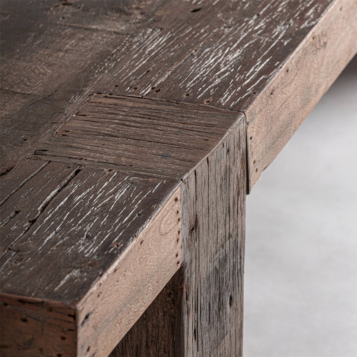 Table basse en bois vieilli style classique marron bois vieilli naturel, RECOLLECTION