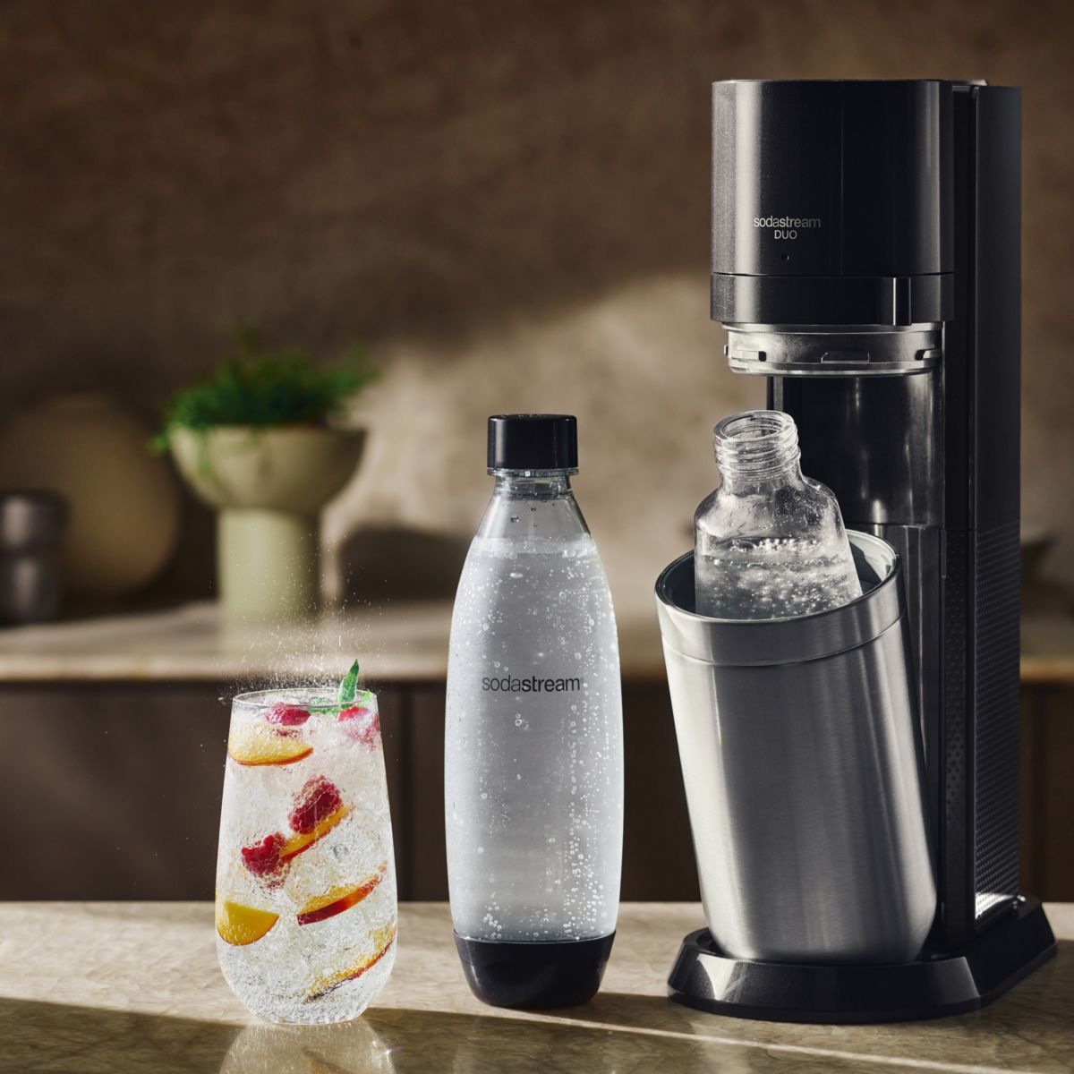 Machine à Soda Duo avec bouteilles et carafes DUON noir, SODASTREAM