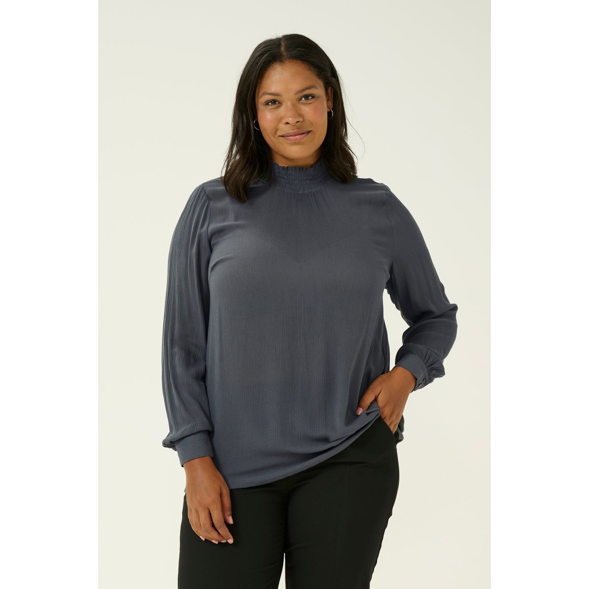 Blouse à manches longues noir black oyster, KAFFE CURVE